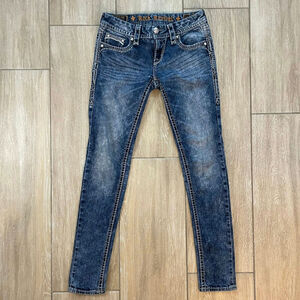 Rock Revival Indi Skinny Jeans Womens 26 Low Rise Embellished Denim
